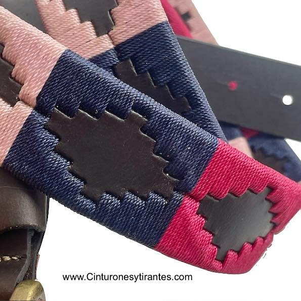 ARGENTINIAN BELT WITH FUCHSIA PINK AND NAVY BLUE WAXED YARN DESIGN 