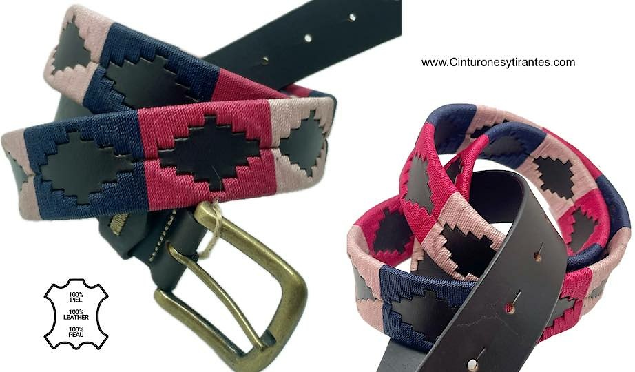 ARGENTINIAN BELT WITH FUCHSIA PINK AND NAVY BLUE WAXED YARN DESIGN 