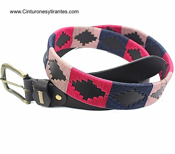 ARGENTINIAN BELT WITH FUCHSIA PINK AND NAVY BLUE WAXED YARN DESIGN 