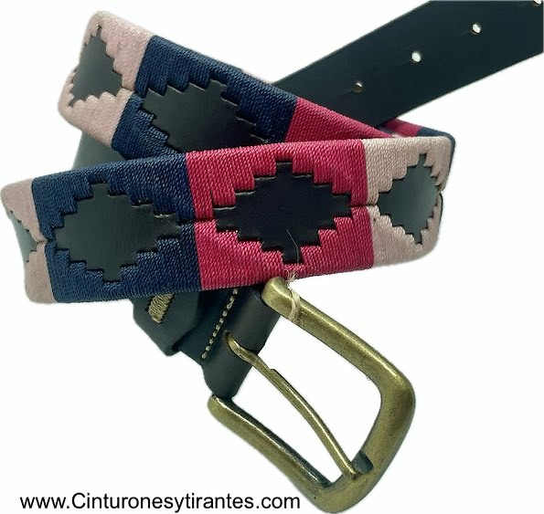 ARGENTINIAN BELT WITH FUCHSIA PINK AND NAVY BLUE WAXED YARN DESIGN 