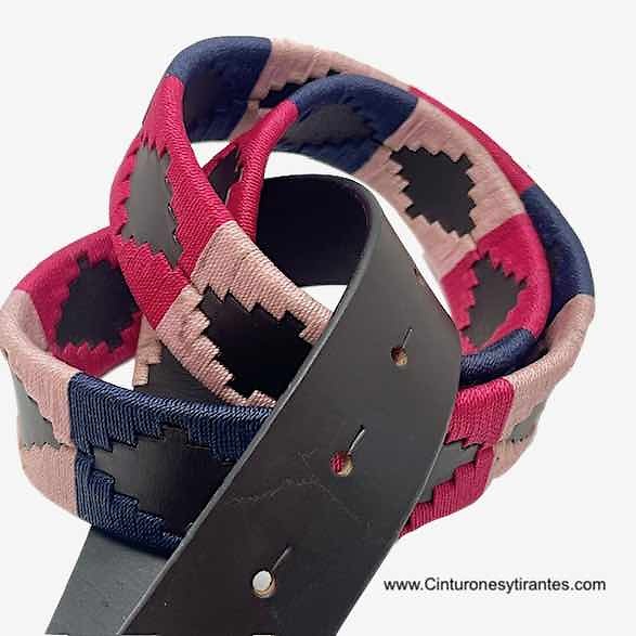 ARGENTINIAN BELT WITH FUCHSIA PINK AND NAVY BLUE WAXED YARN DESIGN 