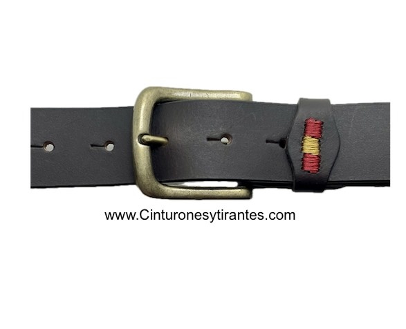 ARGENTINIAN MAN LEATHER BELT WITH SPANISH FLAG WITH NAVY CORD 