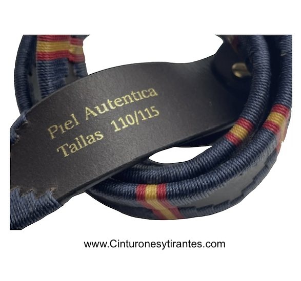 ARGENTINIAN MAN LEATHER BELT WITH SPANISH FLAG WITH NAVY CORD 