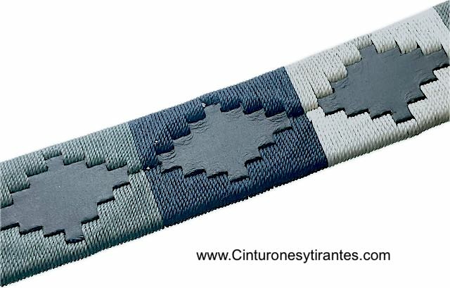 ARGENTINIAN MEN'S BELT WITH GREY NAVY BLUE AND WHITE WAXED YARN DESIGN 