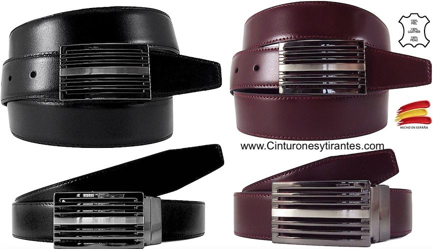 BLACK AND MAROON REVERSIBLE LEATHER BELT WITH REVERSIBLE DESIGNER BUCKLE 