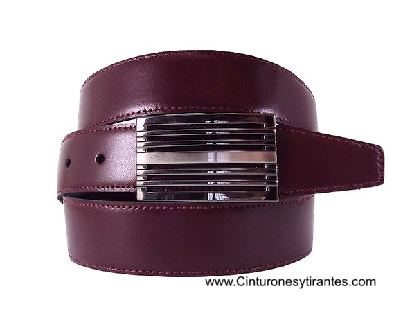 BLACK AND MAROON REVERSIBLE LEATHER BELT WITH REVERSIBLE DESIGNER BUCKLE 