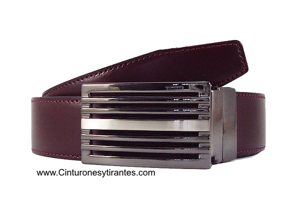 BLACK AND MAROON REVERSIBLE LEATHER BELT WITH REVERSIBLE DESIGNER BUCKLE 