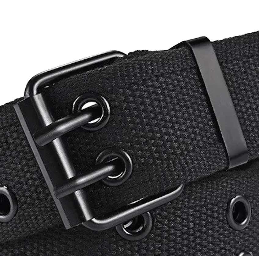 CANVAS BELT WITH DOUBLE PIN BUCKLE AND EYELETS 