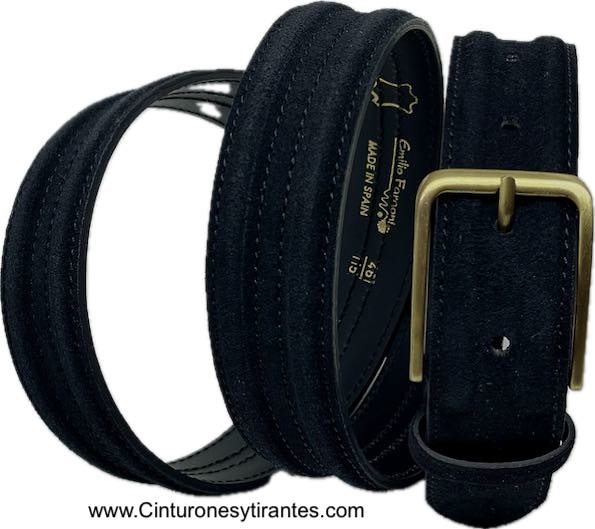 MAN'S BELT IN SUEDE WITH GOLDEN BUCKLE 