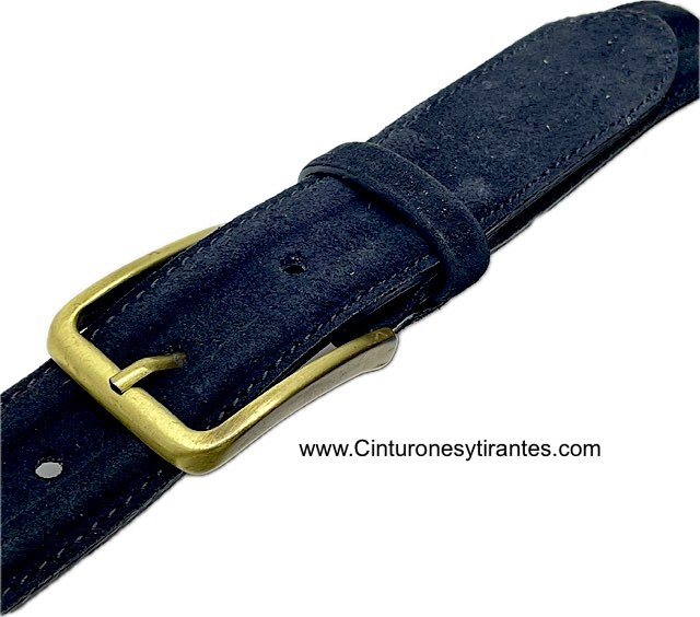 MAN'S BELT IN SUEDE WITH GOLDEN BUCKLE 