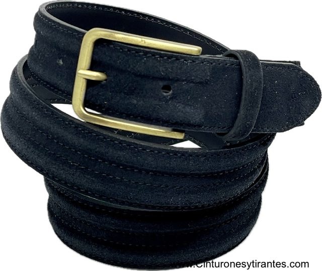 MAN'S BELT IN SUEDE WITH GOLDEN BUCKLE 