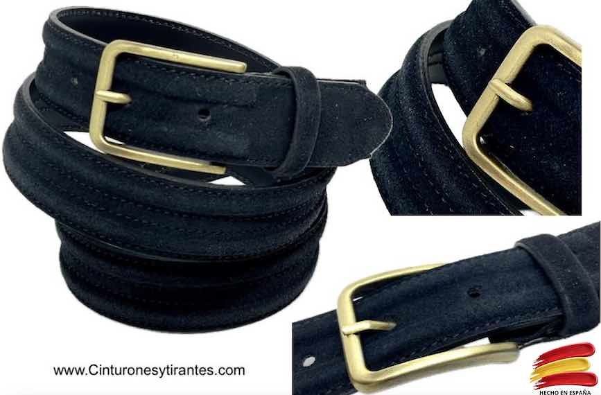 MAN'S BELT IN SUEDE WITH GOLDEN BUCKLE 