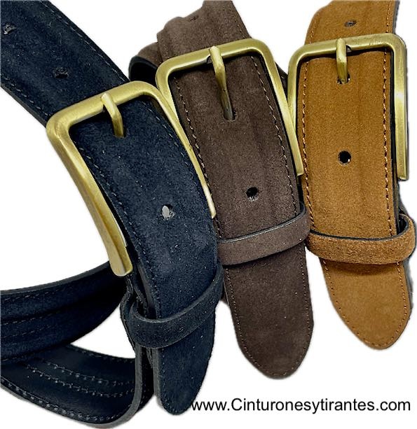 MAN'S BELT IN SUEDE WITH GOLDEN BUCKLE 