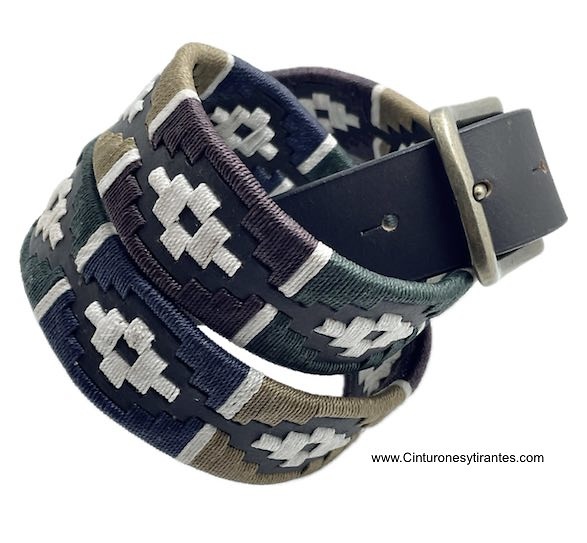 MEN'S ARGENTINE BELT WITH FOUR-COLOR WAXED CORD ORNAMENTS 