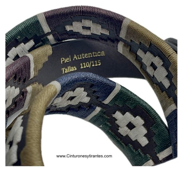 MEN'S ARGENTINE BELT WITH FOUR-COLOR WAXED CORD ORNAMENTS 