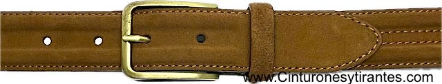 MEN'S SUEDE BELT WITH GOLD-PLATED METAL BUCKLE 