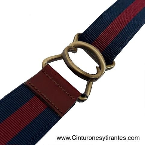 PREMIUM MEN'S INTURON MARINE AND DARK RED WITH GOLDEN HOOKED BUCKLE 