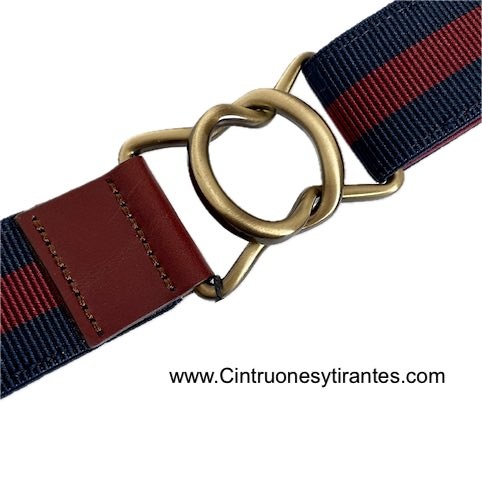 PREMIUM MEN'S INTURON MARINE AND DARK RED WITH GOLDEN HOOKED BUCKLE 