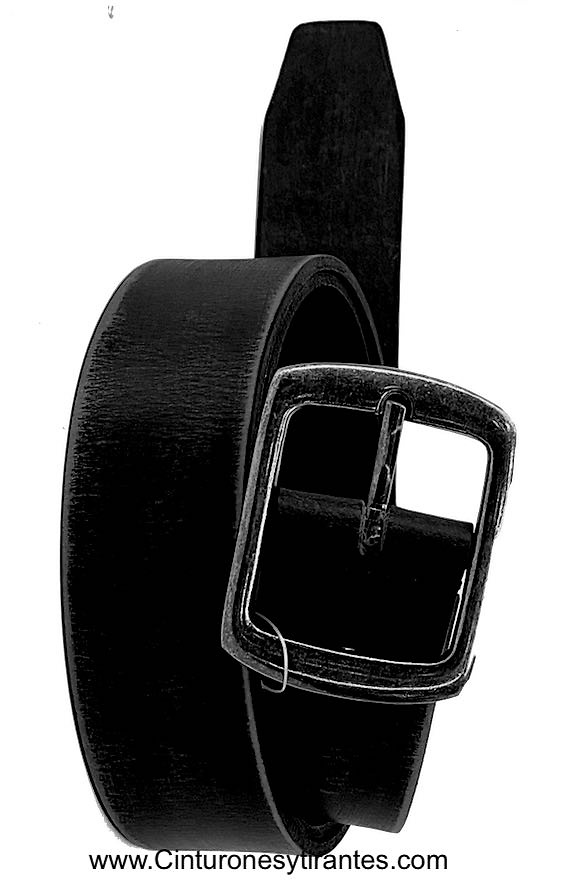 QUALITY BUFFALO LEATHER BELT WITH SILVER PLATED DOUBLE PASS BUCKLE 