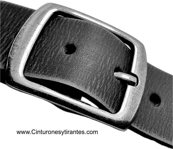 QUALITY BUFFALO LEATHER BELT WITH SILVER PLATED DOUBLE PASS BUCKLE 