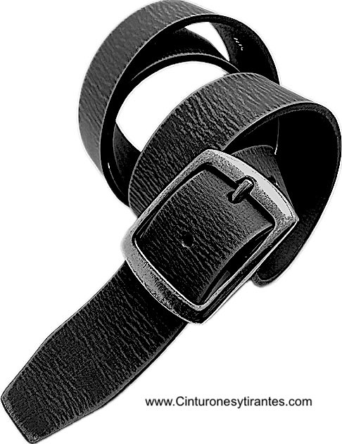 QUALITY BUFFALO LEATHER BELT WITH SILVER PLATED DOUBLE PASS BUCKLE 