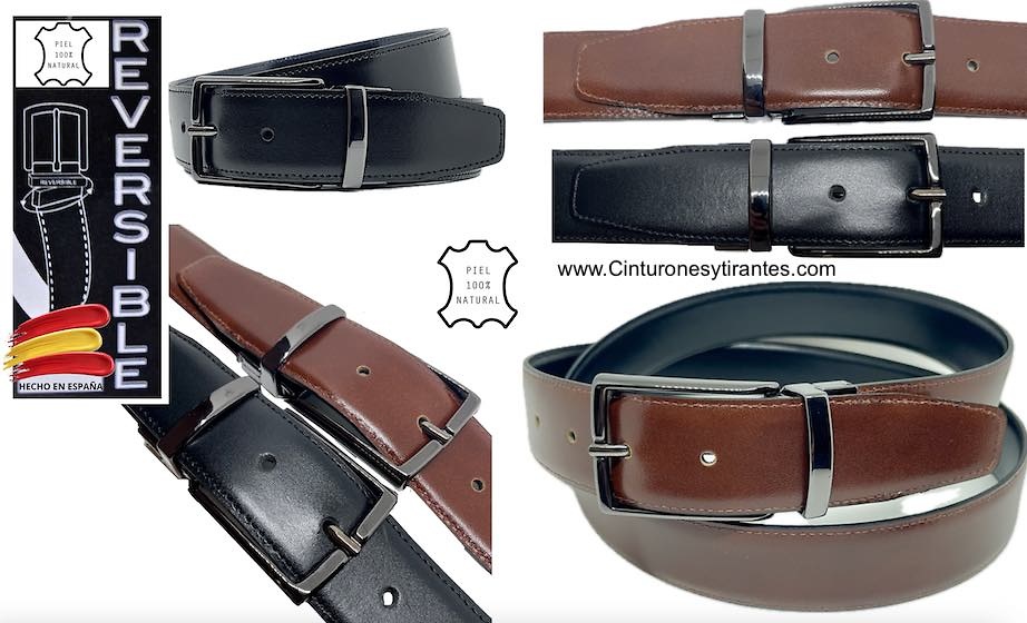 Reversible men s belt leather and black