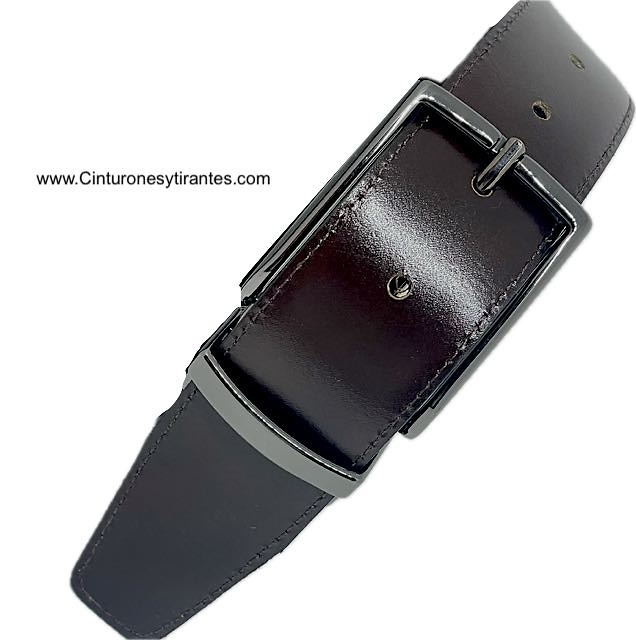 REVERSIBLE MEN'S BELT IN BLACK AND BROWN LUXURY LEATHER WITH BLUING BUCKLE 