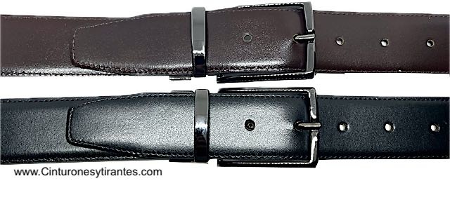 REVERSIBLE MEN'S BELT IN BLACK AND BROWN LUXURY LEATHER WITH BLUING BUCKLE 