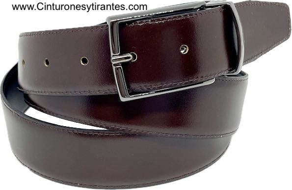 REVERSIBLE MEN'S BELT IN BLACK AND BROWN LUXURY LEATHER WITH BLUING BUCKLE 