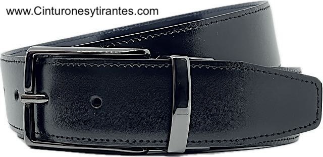 REVERSIBLE MEN'S BELT IN BLACK AND BROWN LUXURY LEATHER WITH BLUING BUCKLE 