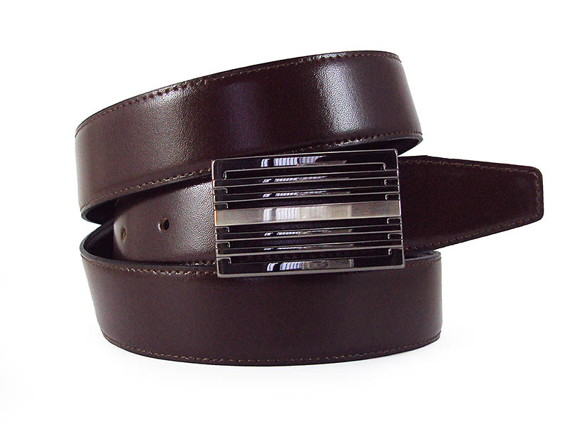 REVERSIBLE MEN'S BELT IN BLACK AND DARK BROWN LEATHER WITH GRILL BUCKLE 