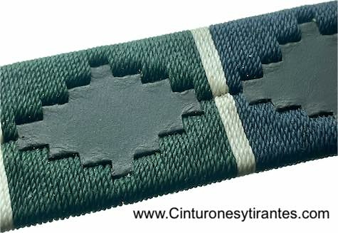 TRADITIONAL ARGENTINIAN MEN'S BELT WITH NAVY BLUE, WHITE AND ENGLISH GREEN WAXED THREAD 