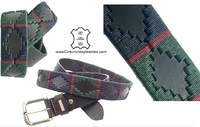 ARGENTINIAN MEN'S BELT WITH DARK GREEN AND RED NAVY BLUE AND DARK GREEN WAXED CORD DESIGN