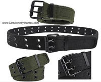 CANVAS BELT WITH DOUBLE PIN BUCKLE AND EYELETS