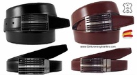 MEN'S BLACK LEATHER AND LEATHER BELT WITH REVERSIBLE BUCKLE FOR DRESSES  