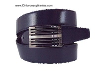 MEN'S DOUBLE-SIDED LEATHER BELT IN BLACK AND NAVY BLUE WITH REVERSIBLE BUCKLE 