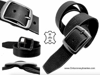 QUALITY BUFFALO LEATHER BELT WITH SILVER PLATED DOUBLE PASS BUCKLE