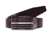 REVERSIBLE MEN'S BELT IN BLACK AND DARK BROWN LEATHER WITH GRILL BUCKLE  